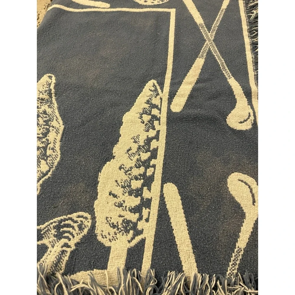 VTG Country Classic Golf Tapestry Throw Blanket Fringe Plaid Sports Decor